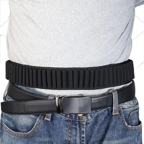 Taktischer Patronengürtel, Verstellbarer Klopfer Gürtel Für Die Jagd Mit 50 Geschosshaltern Für 9mm Munition, Nylon Schwarz 124 * 5cm