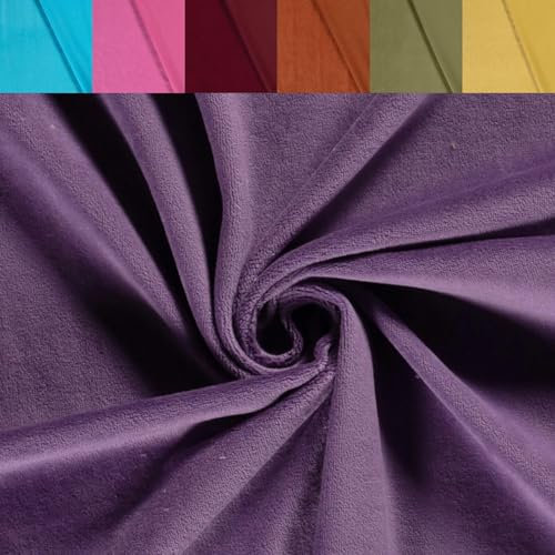 Nicki Stoff Meterware - Samtstoff stretchig - weicher Fleece - Nicky Velour - Nikistoff - Velourstoff - kuschelig weich *Ab 50cm, Farbe: 145 violett