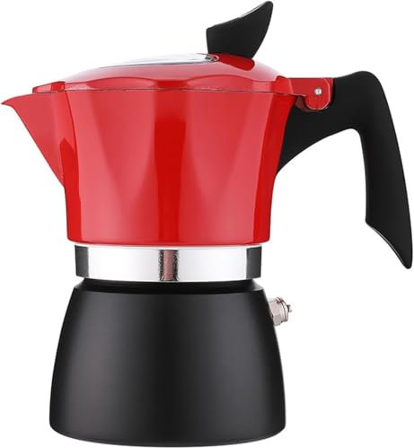 Moka Pot, 6 Cups Stovetop Espresso Maker,Italian Stovetop Coffee Makers Percolator,Manual Cuban Coffee Percolator Machine Italian Espresso Greca Coffee Maker for Mocha Cappuccinos, Lattes (Red)