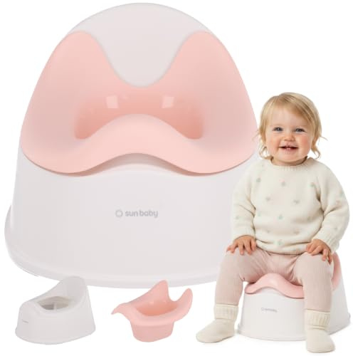 SUN BABY PREMIUM GLAMOUR Kindertöpfchen 18-36 Monate - Weiß-Rosa | Rutschfeste Füße, ergonomische Rückenlehne, herausnehmbarer Einsatz und max. Belastung 15 kg