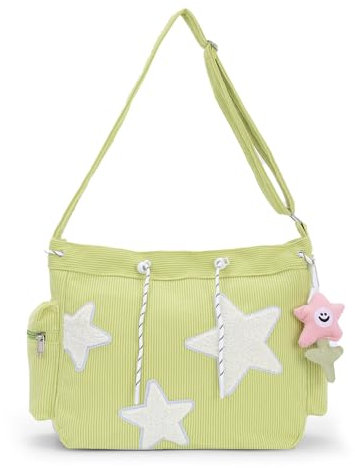 OPLERT Star Tote Hobo Bag für Frauen große Cord Crossbody Bag Y2K Cute Tote Bags Ästhetische Messenger Handtasche