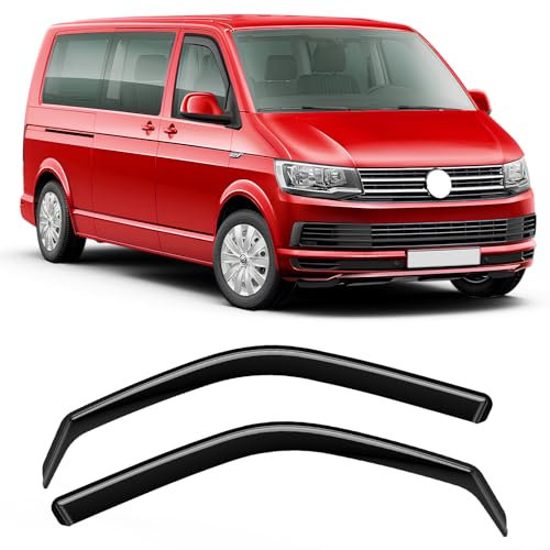 GEARCELL Wind Deflectors, Rain Guards Window Visor Compatible with VW For Volkswagen Transporter T5/T6 2003-2024 Van 2pc, in-Channel Side Shatterproof Sun Visor