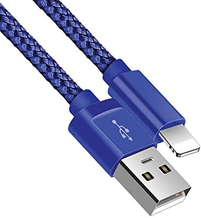 USB Charger Cable 3 Pack Certified USB Cable Nylon Braided Long Phone Lead Fast Charger Cables For iPhone 14 pro max 14 13 pro 12 11 XS X XR 8 7 6 plus (1.0M Blue)