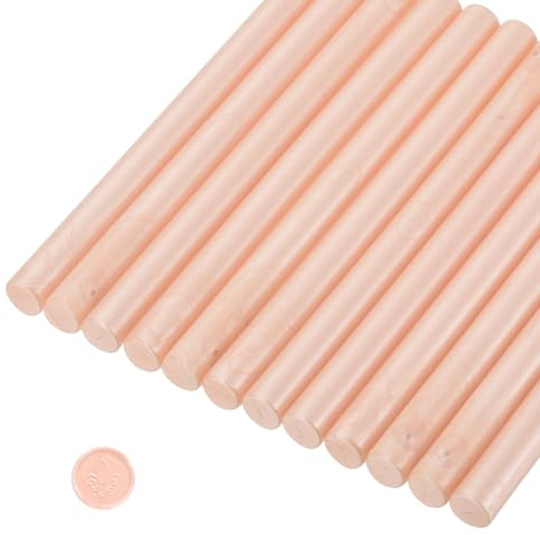 QUARKZMAN 12 Stück 11mm Wachssiegel Stöcke Hellrosa Zylinder Versiegelungswachs Stick Klebepistole Wachs Siegel Stab Handwerk Klebstoff Wachsen für Brief Siegel Wachs Stempel, Einladungen