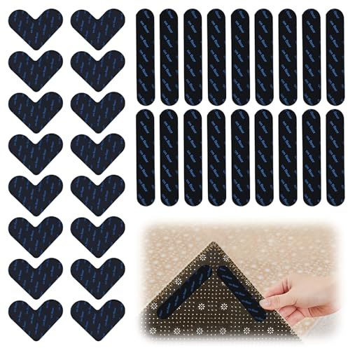 YUUTIAL Antirutschmatte für Teppich 36Stk Wiederverwendbar Antirutschpads | Antirutschunterlage & Rutschmatte, 2 Stilrichtungen, kein starke Klebrigkeit, schont Fußböden & Teppiche, wiederverwendbar