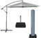 VonHaus Parasol with Weatherproof Fabric Base & Cover, 3M Cantilever Banana Umbrella for Outdoor, Garden, Patio, Sunshade Canopy with Hand Crank, Tilt & Rotate Function - Grey