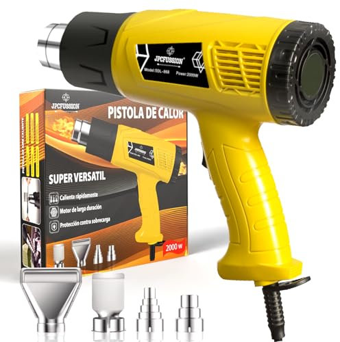 JPCFUSSION® SÚPER Pistola De Calor PREMIUM + 4 BOQUILLAS ESPECIALES | Pistola De Aire Caliente 2000w | Pistola Aire Caliente | Pistola Calor Entre 400ºC y 600ºC | Pistola De Calor De Aire Caliente