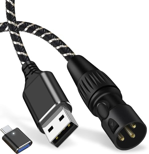 USB to XLR Cable,10 FT XLR to USB Audio Converter Cable, Type C to XLR Male Output Stereo Audio Cord for Amplifier, Speaker, Mixer Console ect