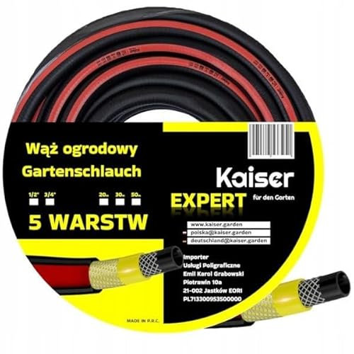 Gartenschlauch 20m ¾ Gummi Kaiser EXPERT 5-lagig UV-beständig knickfest flexibel robust Bewässerungsschlauch Autowäsche Garten Werkstatt Profi