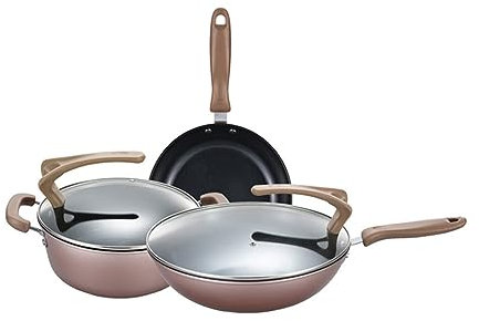 CCKUYT Non-stick Stockpot Kit Three-piece Household Combination Wok Pan Set Pan Set