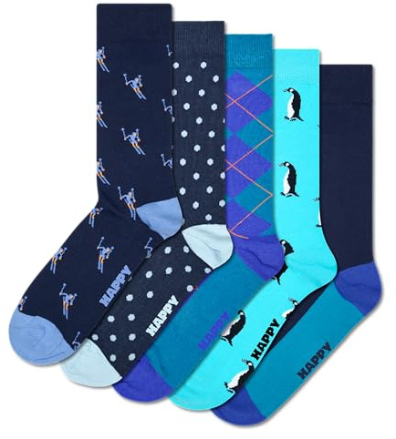 Happy Socks Lite Skisocken, 5er-Pack, Blau, 41-46
