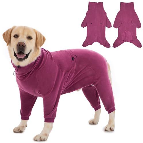 Axcimond Hundemantel mit Beinen warm Fleece Pullover Hund Winter Mantel Hund mit Reißverschluss Hundejacke für kleine mittlere große Hunde Hundekleidung Hundepullover Fleece Hundepyjama Magenta 2XL