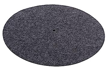 Antistatische Plattentellermatte aus Wolle, Graue Unterlage 1l104 | Plattenspieler und Schallplatte, Vibrationsdämpfend mit Label Aussparung, Rutschfeste Rillen