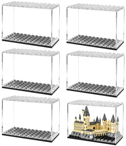 AVCXEC 6 Stück Mini Acryl Vitrine, Figuren Vitrine Klein, 9.6 X 4.8 X 6.8cm, Plexiglas Box, Plexiglas Vitrine, Mini Vitrine Acryl, Acryl Box Transparent für Minifiguren Anzuzeigen, Ziegel, Bausteine