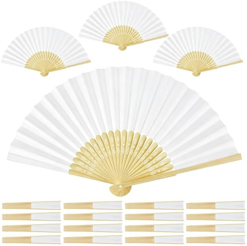 CLTPY 36 Pack White Folding Hand Fans, Wedding Fans for Guests, Paper Fans for Wedding Favours, Wedding Decorations, Summer Cooling