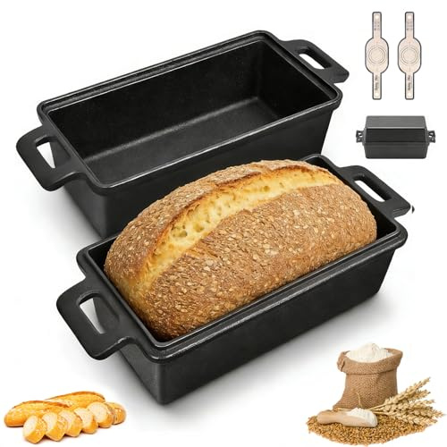 Molde de Hierro Fundido para Pan con Tapa, Molde Pan de Molde Pesado Incl | 2 Alfombrillas Antiadherentes (56x15 cm), Perfecto para Masa Madre & Pan de Horno, Molde Pan Ideal para Hornear