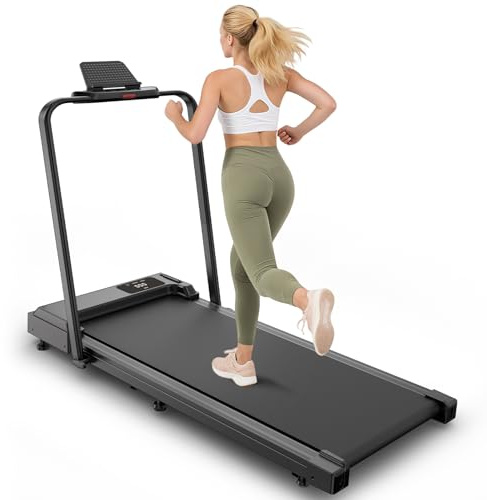 2 in 1 Klappbares Laufband für Zuhause - 15% Steigung, 2,5PS Geräuscharm-Motor (≤45dB), 1-10 km/h, 120kg Tragfähigkeit, 12 Trainingsmodelle & LED Anzeige Walking Pad