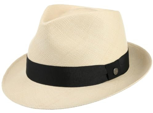 Lierys Sombrero Panamá The Trilby Mujer/Hombre - Made in Ecuador de Paja Verano con Ribete Primavera/Verano - XL (61-62 cm) Natural-Negro