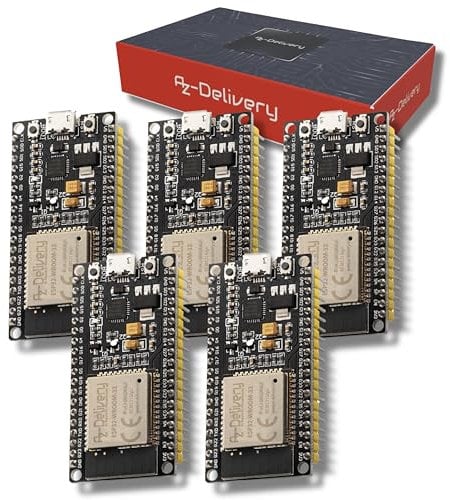 AZDelivery 5 x ESP32 NodeMCU Module WLAN WiFi Dev Kit C Development Board mit CP2102 (Nachfolgermodell zum ESP8266) kompatibel mit Arduino und inklusive E-Book!…