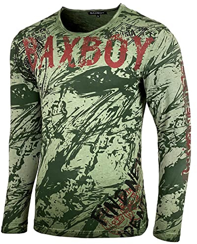 Baxboy Herren Longsleeve T-Shirt Moderner Männer Langarmshirt Langarm Sweatshirt 701