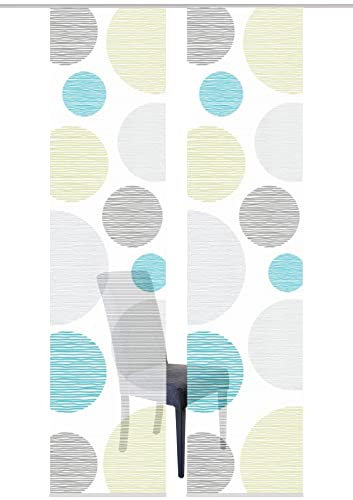 Vision S 84553 | Schiebegardine Borden | halb-transparenter Stoff in Bambus-Optik | 260x60 cm | Farbe: (blau-grün)