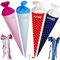 alles-meine.de GmbH Schultüte/Schultütenrohling - lila - Flieder - violett - kariert - bunt - 15 cm - rund - incl. große Schleife - mit Filzabschluß - Zuckertüte - mit/oh..