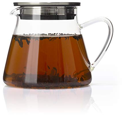 Four Life 841 - Tetera de vidrio, resistente al calor, 532 ml, para 3 tazas, tapa con colador de té, una mano, apta para microondas y lavavajillas, no fuego directo, tetera de vidrio Fuji