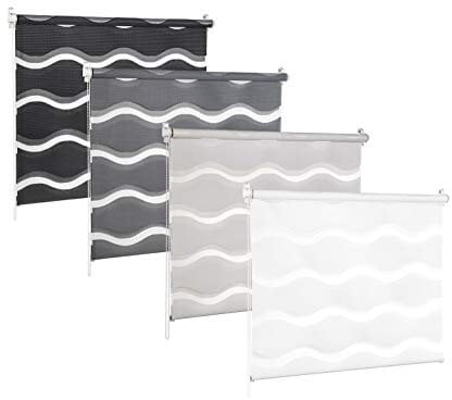 KSHANDEL24 DOPPELROLLO DUOROLLO Welle MIT 3D Effekt Weiss SCHWARZ GRAU Grafit FENSTERROLLO (schwarz, 120x150 cm)