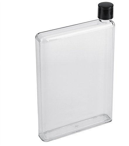 MAGT Wasserflasche aus Kunststoff, flache Flasche, 750 ml, flach, dünn, wasserdicht, tragbar, transparent, Kunststoff, Aufbewahrungsbecher für Wasser, farblos (weiß)