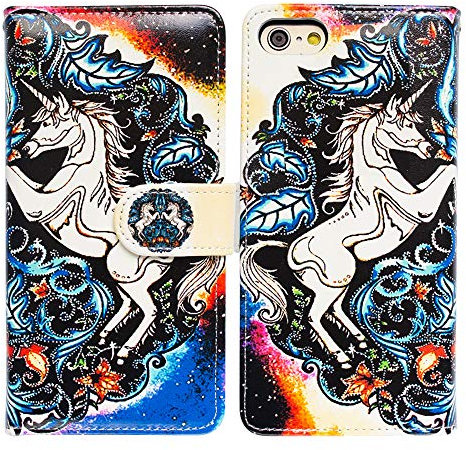 Bcov iPhone SE 2022 Case,iPhone SE 3rd gen Case,iPhone SE 2020 Case, Mythical Unicorn Leather Flip Phone Case Wallet Cover with Card Slot Holder Kickstand For 4.7 iPhone SE 2020/iPhone 8/iPhone 7