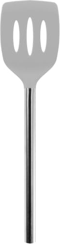 Tovolo Silicone Slotted Turner With Stainless Steel Handle, Pancake Spatula, Scratch-Resistant Kitchen Utensil for Nonstick Cookware & Cast Iron Skillets, Oyster Gray, 1 Count