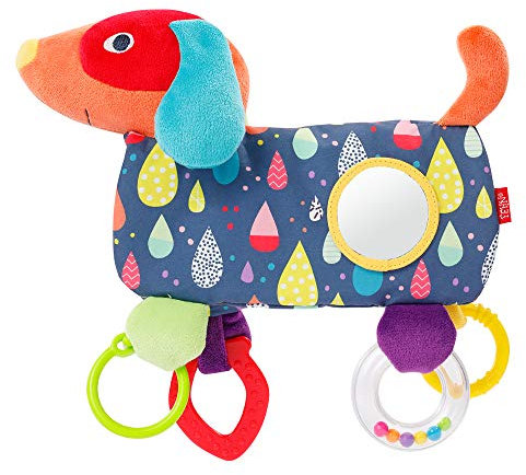 Fehn 055412 Activity-Hund COLOR Friends – Spielzeug zum Greifen und Lernen für Babys und Kleinkinder ab 0+ Monaten – Fördert den Greif- und Tastsinn – Größe: 26 cm