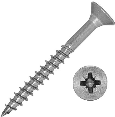 Spanplattenschrauben mit Senkkopf und Kreuzschlitz (Z) 5x120/60 mm aus Edelstahl A2 (10 Stück) | Holzschrauben - Universalschrauben - Schrauben von MESAROS®