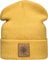 (A) Outdoor Strickmütze: Edelweiß mit Leder Patch - Bergsteigen Klettern Bouldern Sport Wandern Wintermütze Beanie Mütze Damen & Herren Frauen & Männer Geschenk (One Size Gelb)