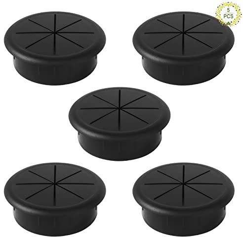 Haisheng 5PCS Pasacables Negro Pasacables Escritorio Pasacables Mesa Oficina Pasacables Mesa Pasacables Ordenador Tapa Pasacables Mesa Escritorio para Encastrar USB Alambre Muebles Mesa (70mm)