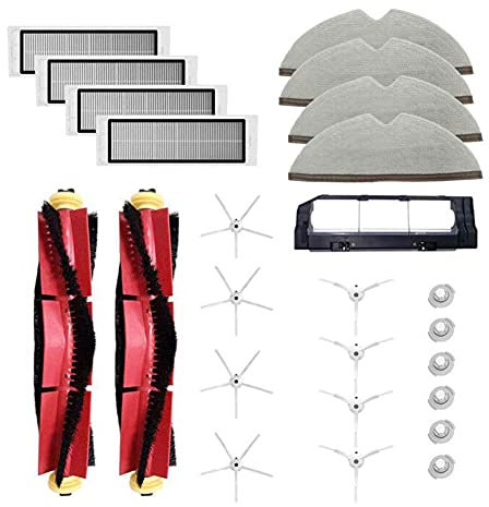 Laimaiou Zubehörset für Roborock S5 MAX S4 Max S6 MaxV S6 S6 Pure E4 S5 & Xiaomi Mi Roboterstaubsauger Ersatzteile 25 Packungen mit Hauptbürste & Filter & Seitenbürste & Wischtuch & Bürstenabdeckung