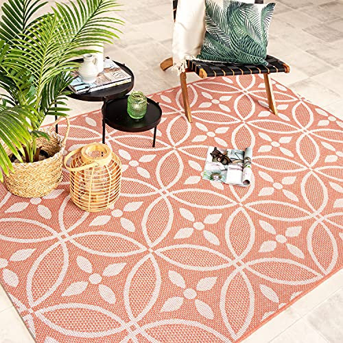 FRAAI | Home & Living In- & Outdoor Teppich - Summer Pattern Rosa - Wetterfest - Polypropylen - Flachgewebe - Garten/Terrasse - Terrasse - Rug