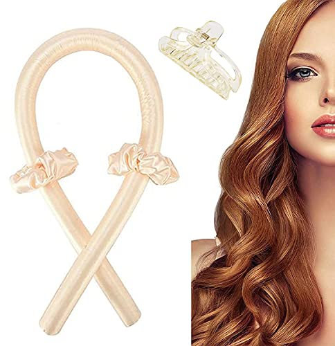 Heatless Curling Rod Headband,Magic Heatless Curl Hair Rollers,No Heat Hair Curlers Curls Silk Curling Ribbon Headband Wave Formers Hair Curlers,DIY Hair Styling Tools for Long Medium Hair (Yellow)