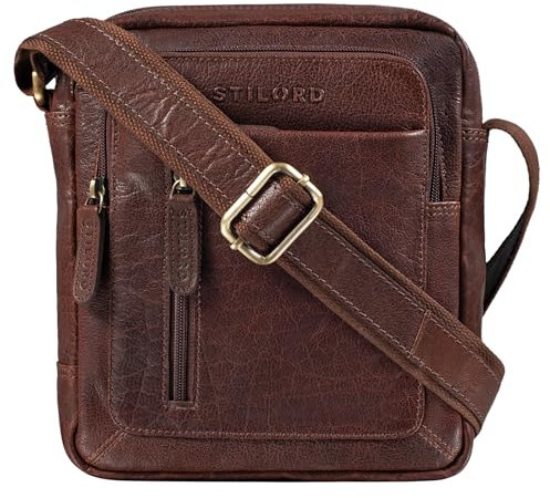 STILORD 'Jamie' Herren Ledertasche - Perfekt für Reisen & Alltag - Kleine Vintage Messenger Bag für 9.7 Zoll iPad - Moderne Schultertasche für Männer Echtleder, Farbe:maraska - dunkelbraun