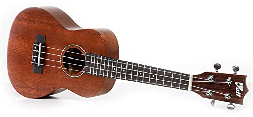 VOLT Ukulele Grenada, Größe: Concerto, massive Decke Mahagoni, Griffbrett: Palisander, Einlegearbeiten am Schallloch, Länge: ca. 610 mm, mit Gurtknöpfen, inkl. gefütterte Tasche