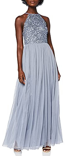 Maya Deluxe Damen Rl004 Mm Bridesmaid Dress, Dusty Blue, 42 EU