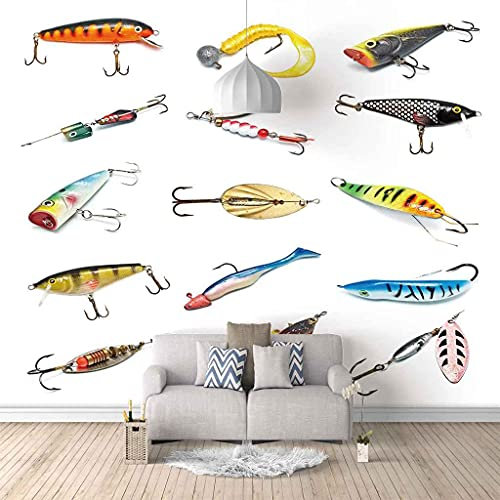 FVGKYS Tapete Aufkleber Selbstklebend Art Wandbild Dekoration Farbiger Kleiner Angelhaken Poster Fototapete 3D Benutzerdefinierte Für Wohnzimmer Schlafzimmer Küche Kinderzimmer 300x210cm