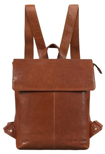 STILORD 'Charlie' Vintage Lederrucksack Braun Mittelgroßer Daypack für Damen Herren 13,3 Zoll Laptop Rucksack aus Echtem Leder, Farbe:maraska - braun