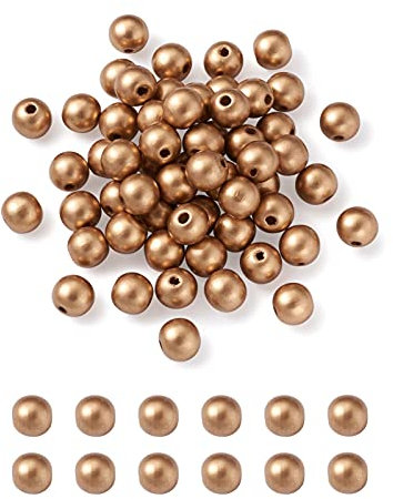 Craftdady Goldfarbene Holzperlen, 14 mm, großes Loch, runde Kugeln, Abstandshalter für Schmuckherstellung, Makramee, Basteln, Weihnachtsgirlande, Dekorationen, 400 Stück
