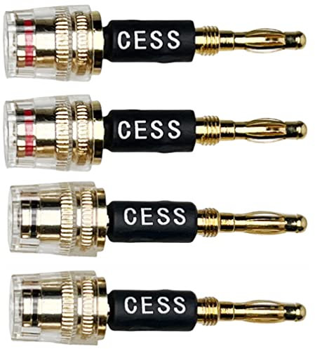 CNCESS CESS-187 Banana Plug Connect to Spade Fork Plug Speaker Cable Adapter, 4 Pack
