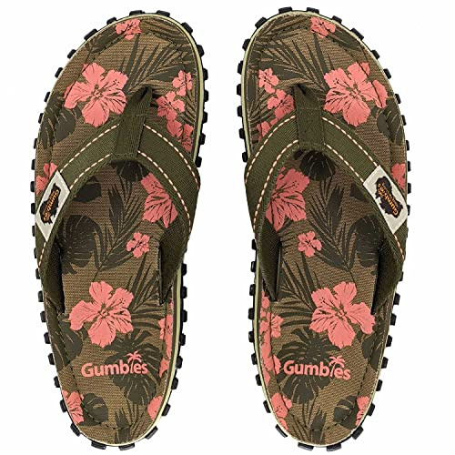 Gumbies Islander Unisex-Flip-Flops, mit superweichem Baumwoll-Zehensteg und strapazierfähiger recycelter Gummisohle, Komfort garantiert, Jungle, 39.5 EU