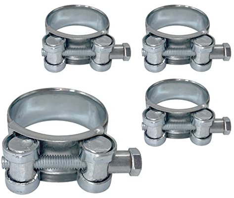SKIR'CO Confezione da 4 fascette rinforzate, 44-47 mm, in acciaio zincato, tubo regolabile e tubo (4 pezzi)