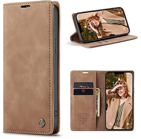 CaseMe Hülle für Xiaomi Mi CC9 Pro/Mi Note 10 Pro Vintage Dünne Handyhülle mit Kartenfach Geld Slot Ständer PU Ledertasche Flip Schutzhülle für Xiaomi Mi CC9 Pro/Mi Note 10 Pro- Braun