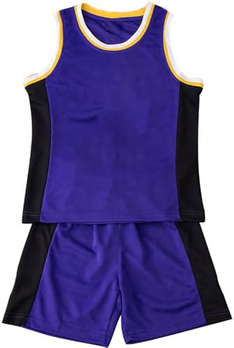 TenhCreek Completo Basket Bambino –2Pezzi Completo Basket Ragazzo Kit, Divisa Completino Basketball Bambino, Senza Maniche Maglia Baskets Ragazzino – Maglietta e Pantaloncini da Baskets 4-14 Anni