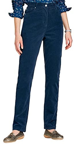 Amber Ladies Jeans with Elasticated Back Waist Jeans for Women Stretch Cord Navy 18 Short